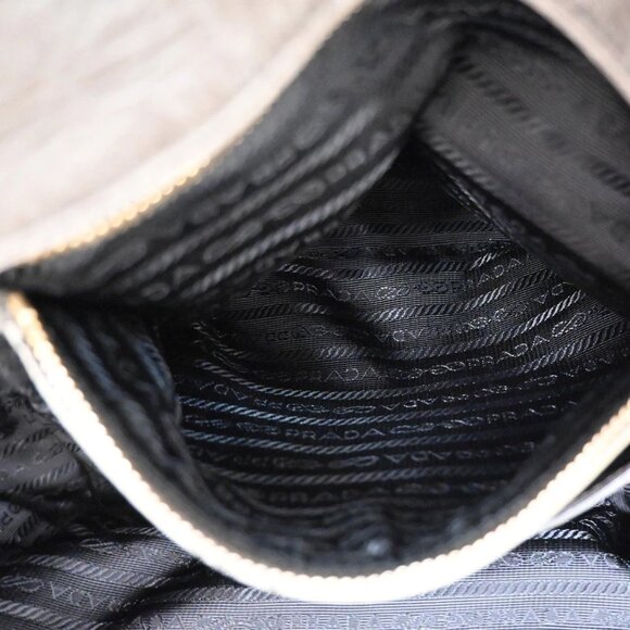 PRADA Logo 2 Way Shoulder Hand Bag Nylon Leather Gray GHW - Picture 15 of 16